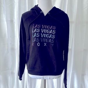 NWT Roxy Crop Hooded Sweatshirt- Sz XL, Black